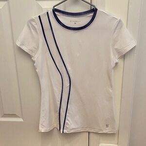 Sofibella White and Blue Tennis Shirt, Small